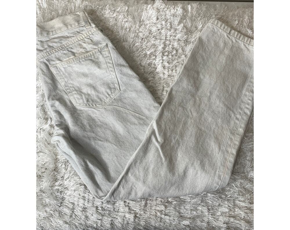 Mango MNG Cream Metallic Wash Straight Leg Jeans Sz 4